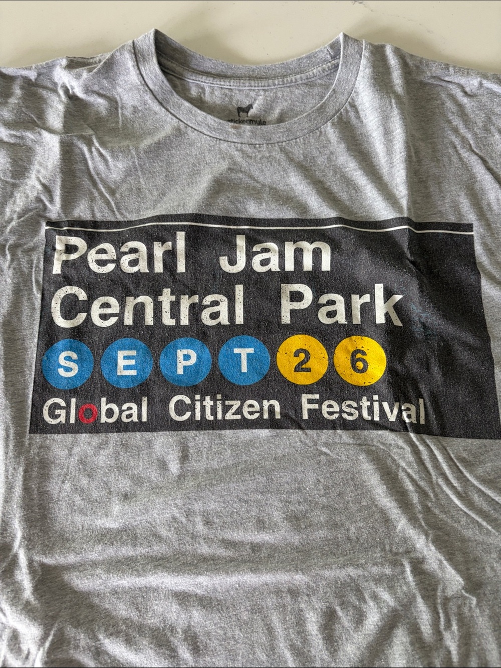 Replica Self Made Pearl Jam Central Park Graphic Tee - Gray